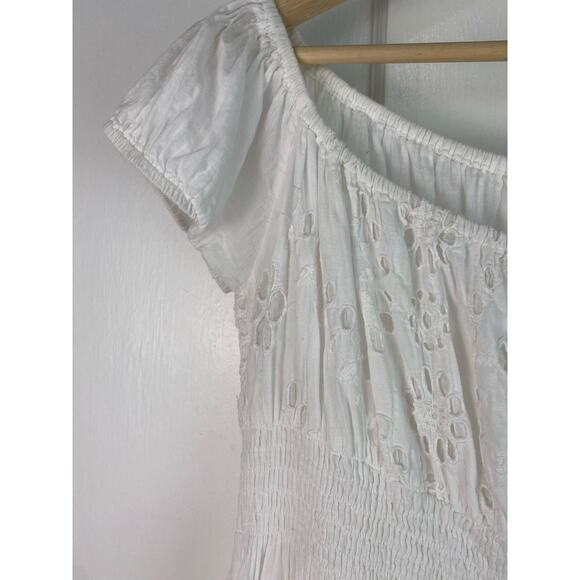 Wayan Natural Wear Women's Size M White Cotton Eyelet Boho Babydoll Dress - Picture 2 of 7